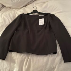 Brand new with tags mm lafleur chocolate brown boat neck wool top